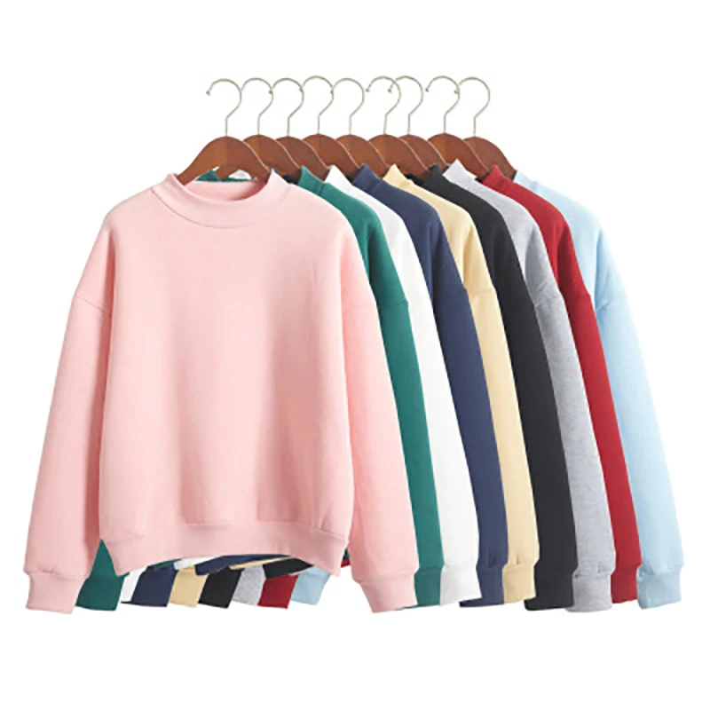 Women Hoody Casual Hoodies Female Sweatshirts Candy Color 2019 New Autumn Winter Mujer Basic Hoody Fleece Pullover