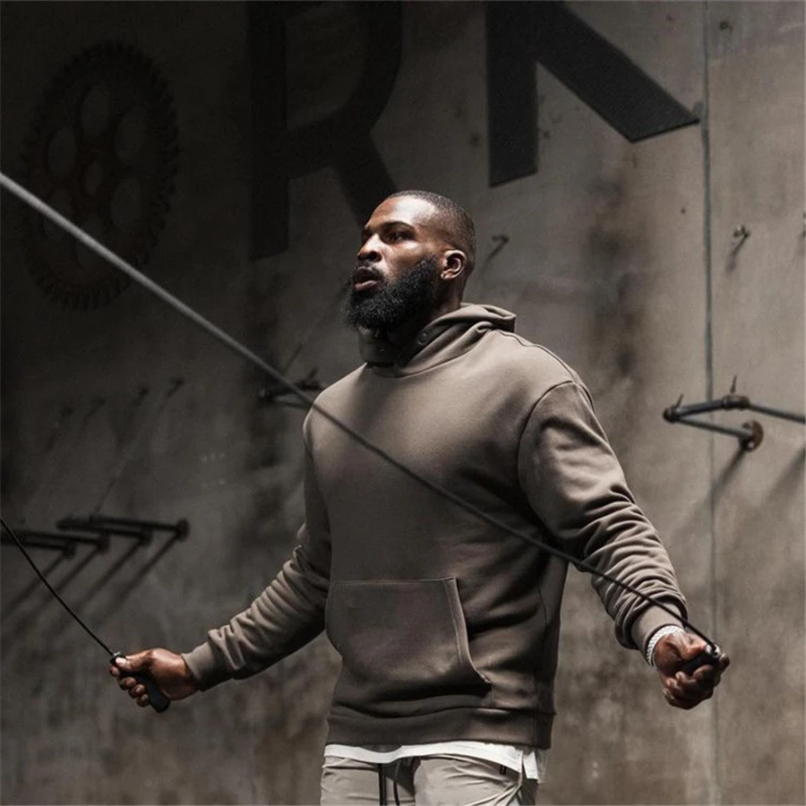

Casual Hoodies Bodybuilding Sweatshirt Men Gyms Fitness Cotton Hooded Jacket Outerwear Male Sportswear Tops Autumn Clothes