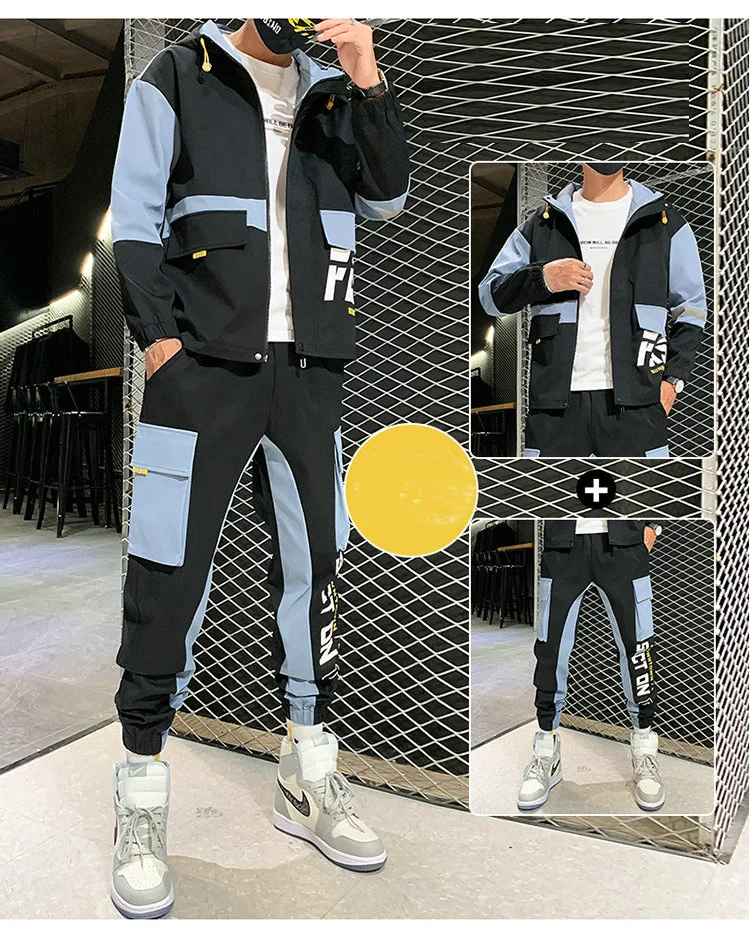 Mens Streetwear Tracksuit Set 2021 Autumn New Sweat Suit Men Hoodie Jacket + Sweatpants Hip Hop Set Male Fashion Joggers Sets