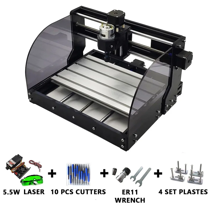 CNC 3018 PRO BM лазерный гравировальный станок для дерева с ЧПУ GRBL ER11 DIY гравировальный станок для дерева PCB PVC Mini CNC3018 гравер - Цвет: 5.5W