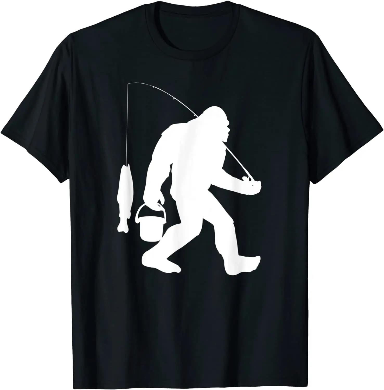 

Забавная Мужская рубашка Bigfoot из хлопка с изображением снежного человека и рыбы, футболки с принтом, Распродажа футболок на заказ