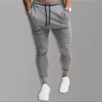 

2020 Black Sweatpants Causal Cotton Skinny Pants Men Solid Long Pants for Men with Pockets Cotton Gym Sportwear Men Clothing