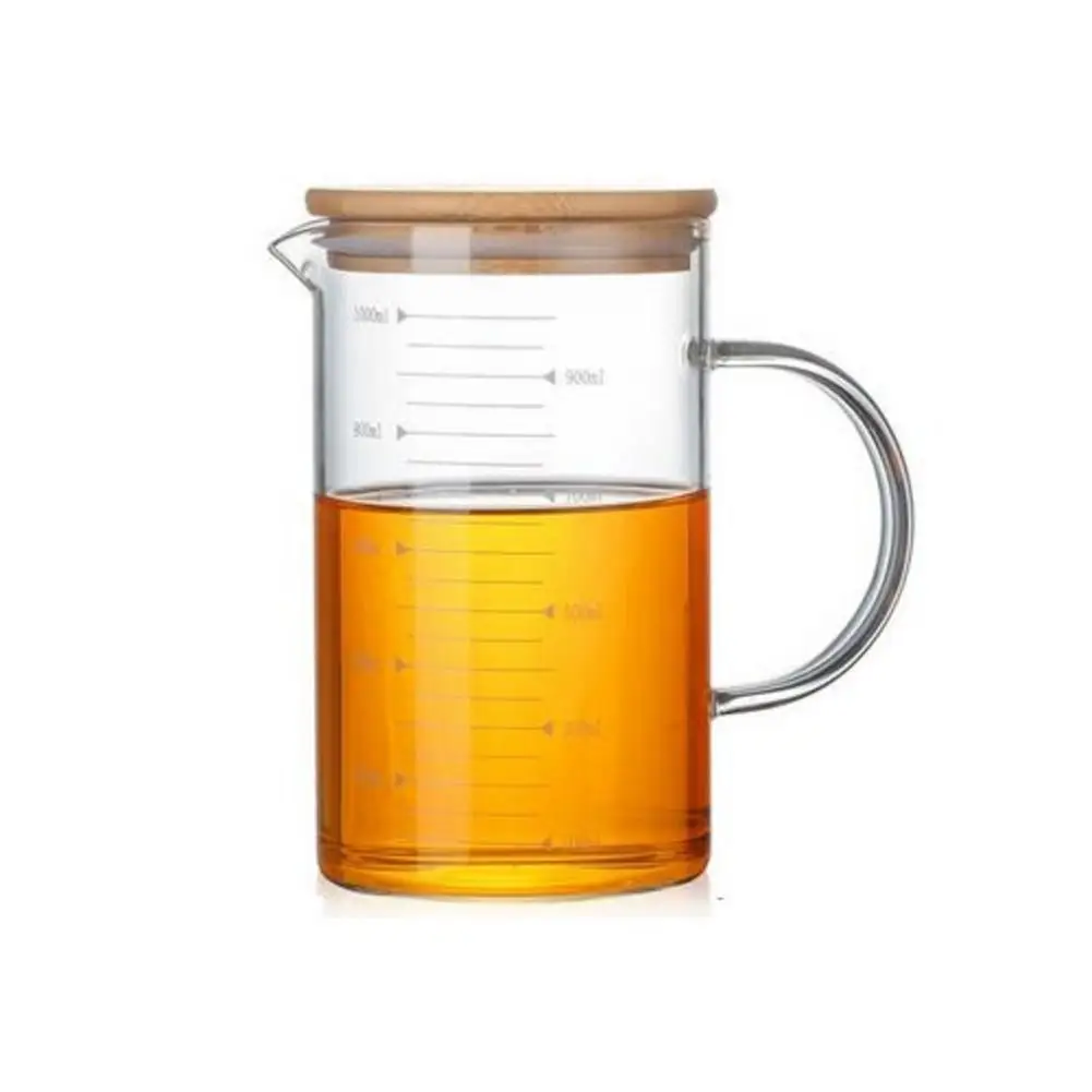 

Glass Measuring Cup Heat-Resistant Kitchen Beaker Tool Jug Scale Cup Measurement Cups With Bamboo Cover 350-1000ml