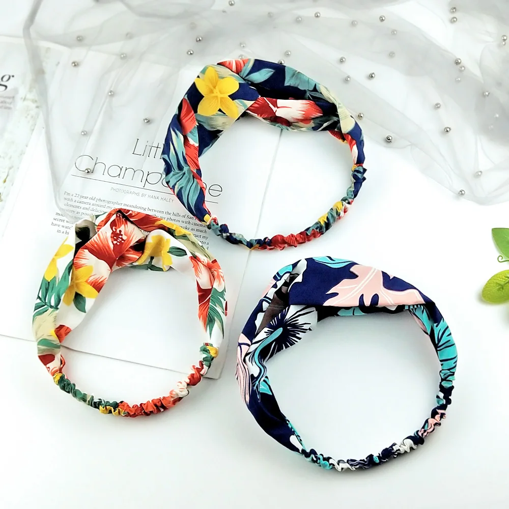 Fashion Women Summer Hair Bands Print Flower Headbands Fashion Vintage