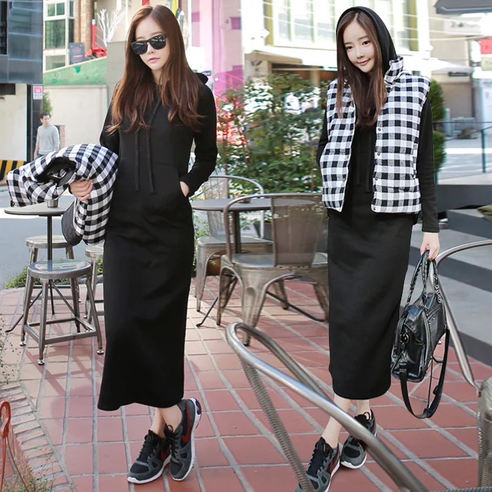 

2017 Hooded Casual Hoodie Women's Spring And Autumn Long Sleeve Slim Fit South Korea Hoodie Pullover Slimming Dress