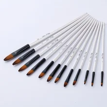 

12Pcs/Set Paint Brushes Shell White Rod Tongue Peak Nylon Hair Gouache Watercolor Pen Acrylic Brush Art Supplies for Painting