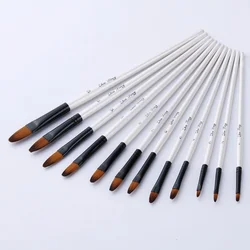 12Pcs/Set Paint Brushes Shell White Rod Tongue Peak Nylon Hair Gouache Watercolor Pen Acrylic Brush Art Supplies for Painting