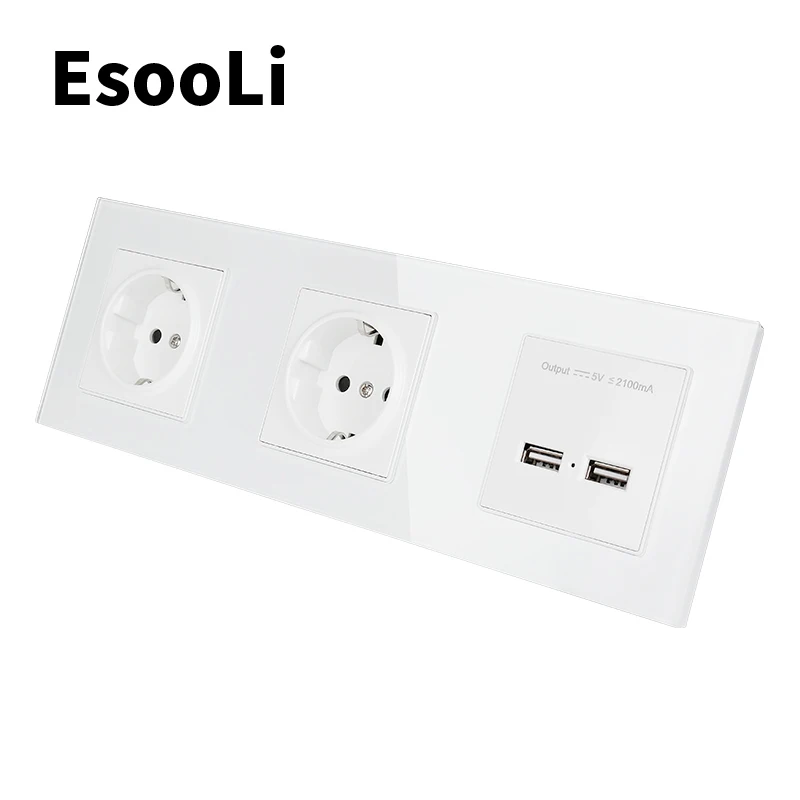 Электрическая розетка EsooLi 16 А 2 USB порта 5 В А|Электрические розетки| |