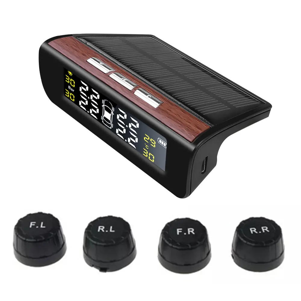 Сигнализация давления в шинах Система контроля давления в шинах Автомобильный USB 4 шт. датчик TPMS