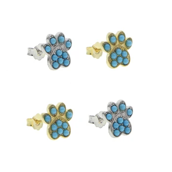 

New Hot Trendy 925 sterling silver Cute Cat Paw Earrings For Women fashion Earring Pink Claw Bear and Dog Paw Stud Earrings