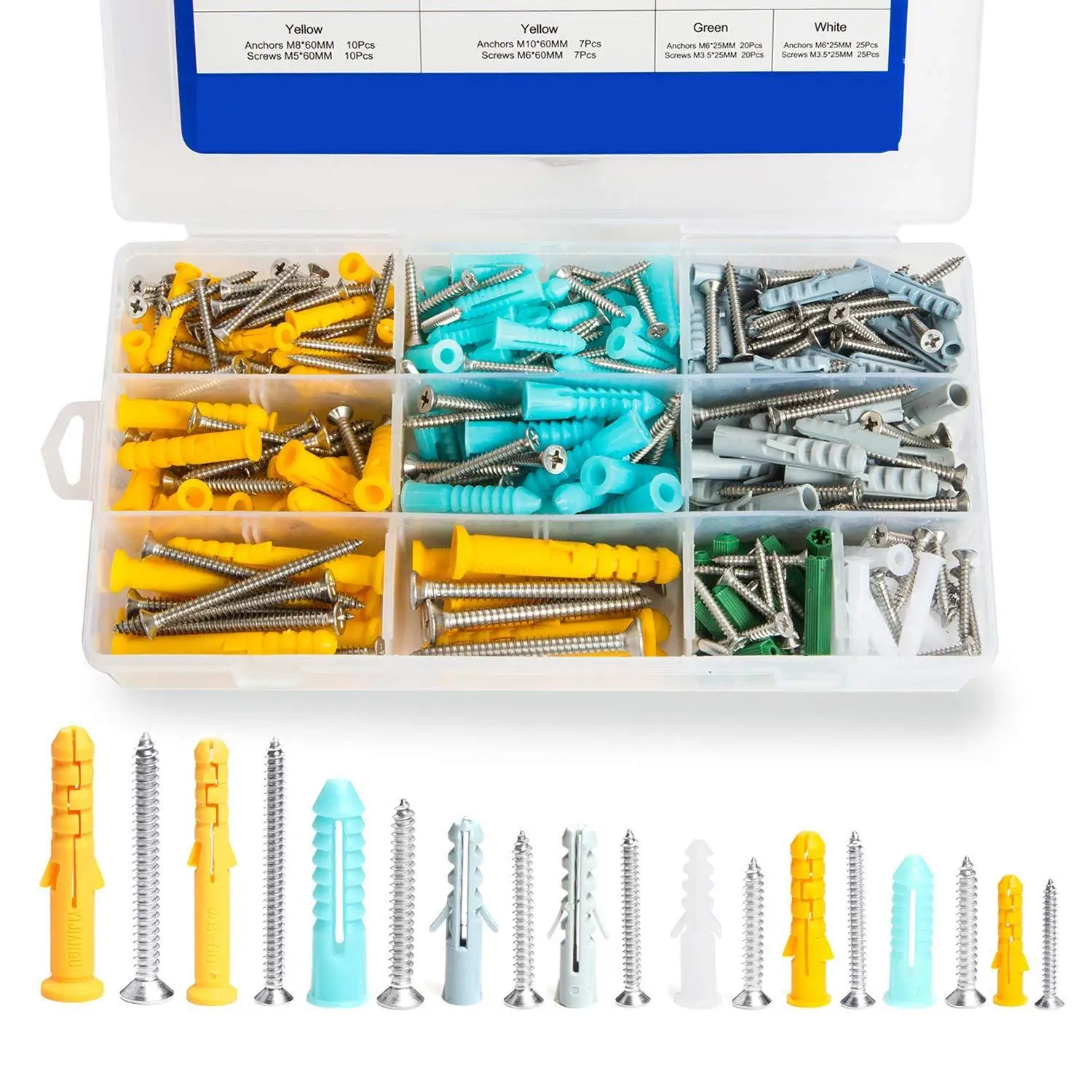 482pcs/set Plastic Expansion Drywall Anchor Screws Tapping Screw Set M3.5 M4.2 M5 M6 Stainless Steel Tube Wall Plug | Обустройство
