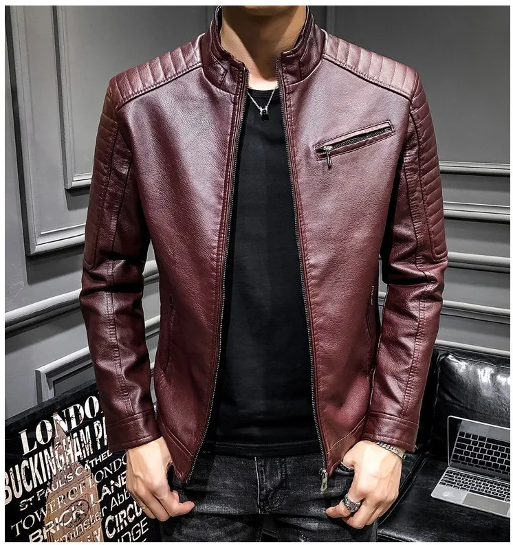 Модный бренд High Street искусственная кожа для мужчик куртка Байкер Slim Fit замшевые куртки для мужчин Твердые молнии ПУ Топы пальто DS50869