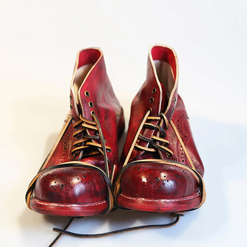 

Винтажные ботинки из коровьей кожи с высоким верхом, повседневные рабочие ботильоны для верховой езды, парные ботинки из итальянской воловьей кожи, броги, дизайнерские ботинки