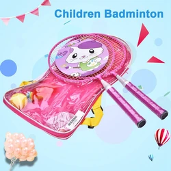 1 Pair Colorful Children Entertainment Cartoon Badminton Rackets Set for Sports Games