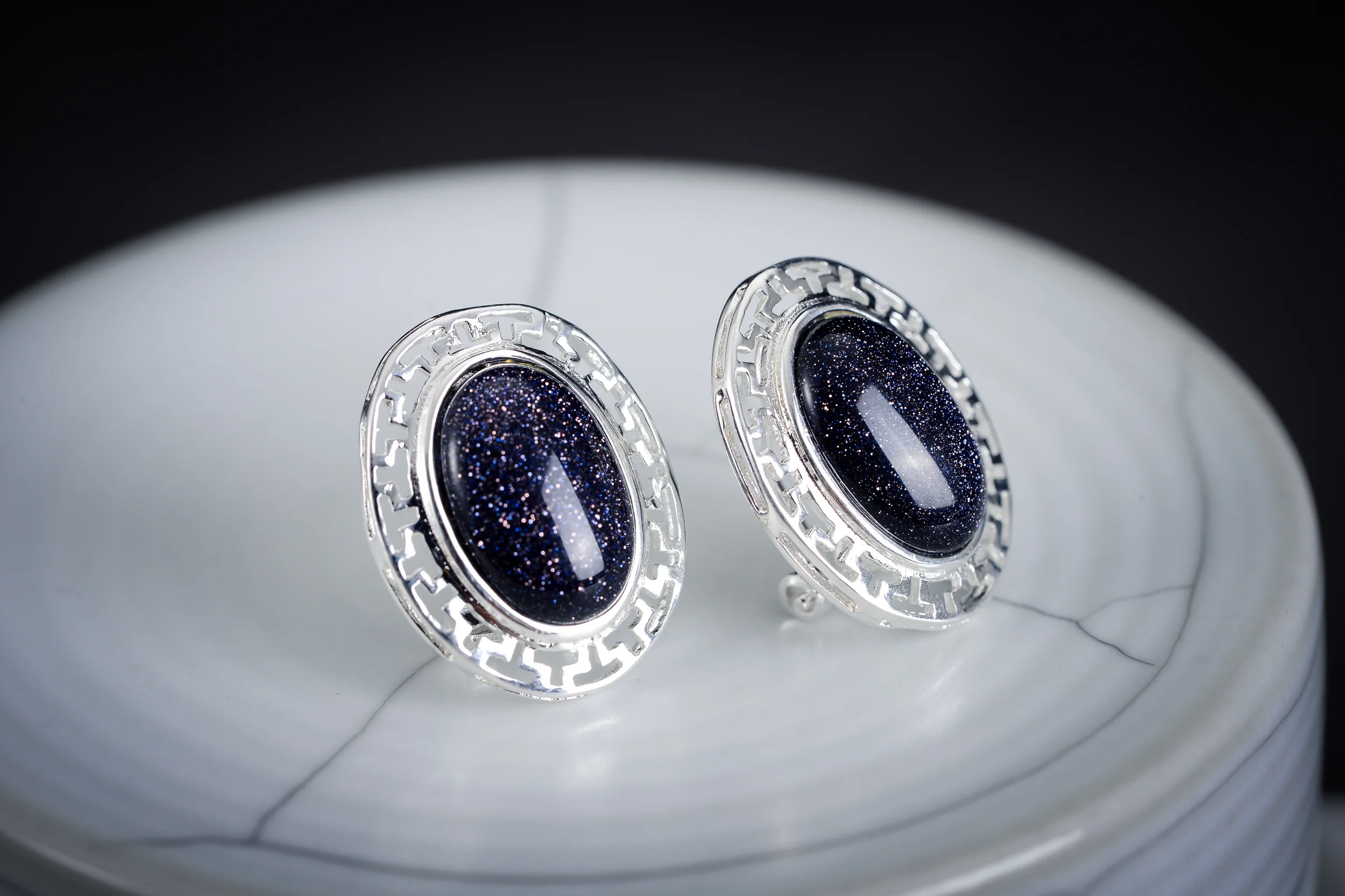 

Lily Jewelry Vintage 925Silver Turquoises Jades Blue Sandstone Cat-eye Coral Clamp Earring Drop Shipping