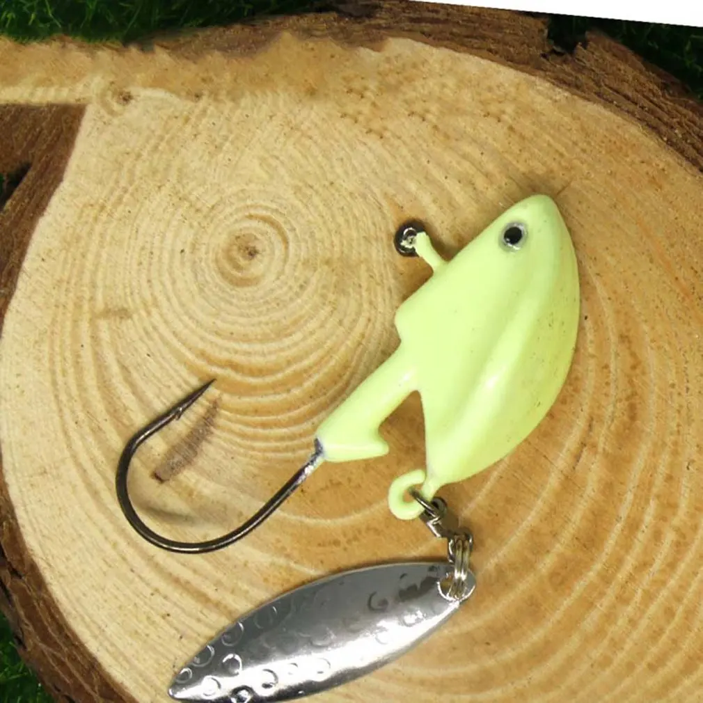3D Eyes Rotating Jig Head with Spinner Spoon 7g Fishing Lure,Luminous