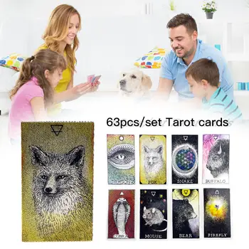 

63PCS Full English Animal Spirit Tarot Card Series English Language Tarot Cards For Party Household Use