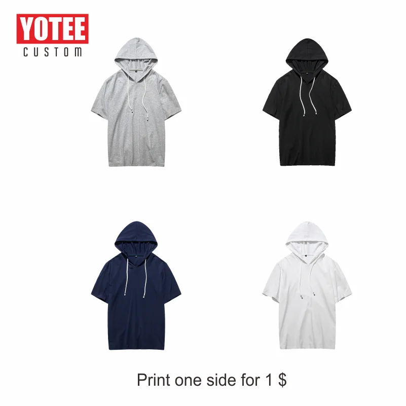 

YOTEE 2019 fashion cotton hooded T-shirt personal company group cheap hooded T-shirt LOGO custom upper outer garment