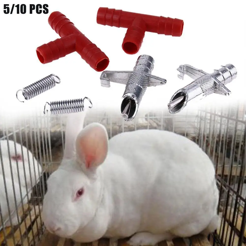 5 Sets Automatic Rabbit Waterer Watering Feeder Drinkers Bunny Nipples