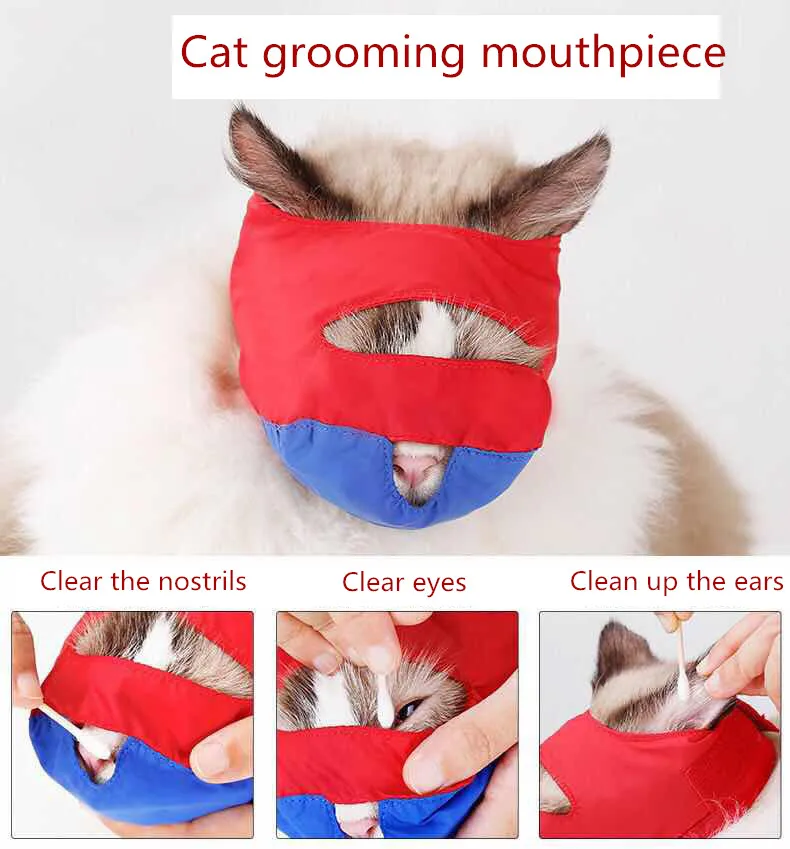 Cat Anti Bite Mask Puppy Bath Beauty Grooming Supplies Cat Grooming Muzzle Prevent Biting Scratching Pet Calming Mouth Cover