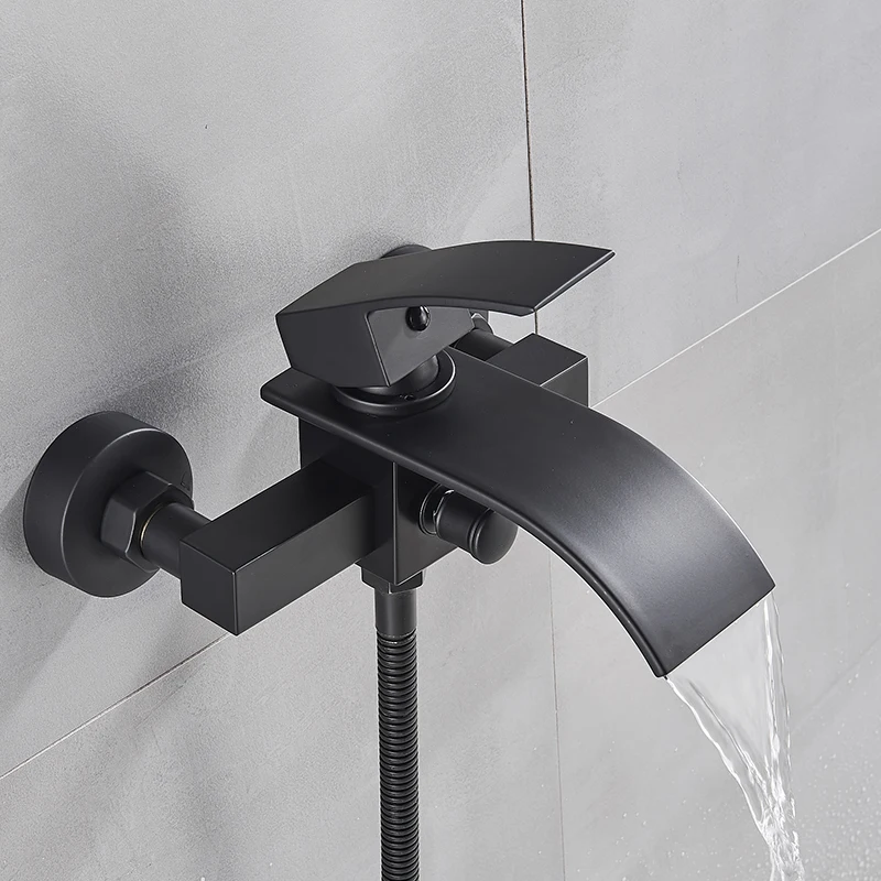 MYQualife Matte Black Bathroom Faucet 2 Function Bathtub Facuet  Wall Mounting Cold and Hot Shower Faucet 3