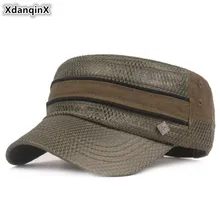 XdanqinX, летняя мужская кепка, дышащая, сетчатая, плоский верх, шляпа, вентиляция, военные шапки, регулируемый размер, брендовая Кепка s для мужчин и женщин