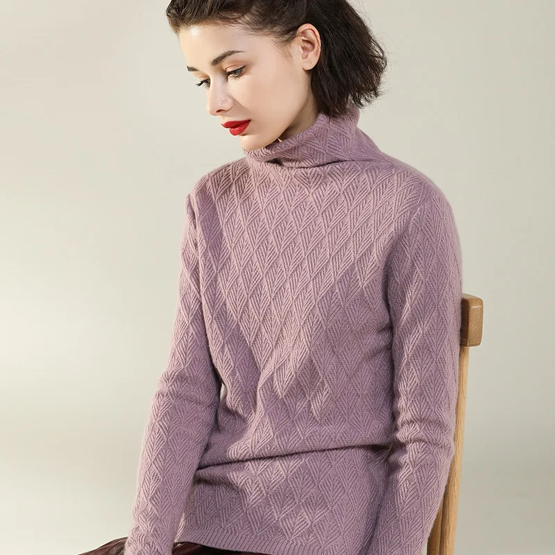 sweater female turtleneck women s pullover long autumn winter plus size Christmas blue cashmere knit ware high collar - Цвет: see chart