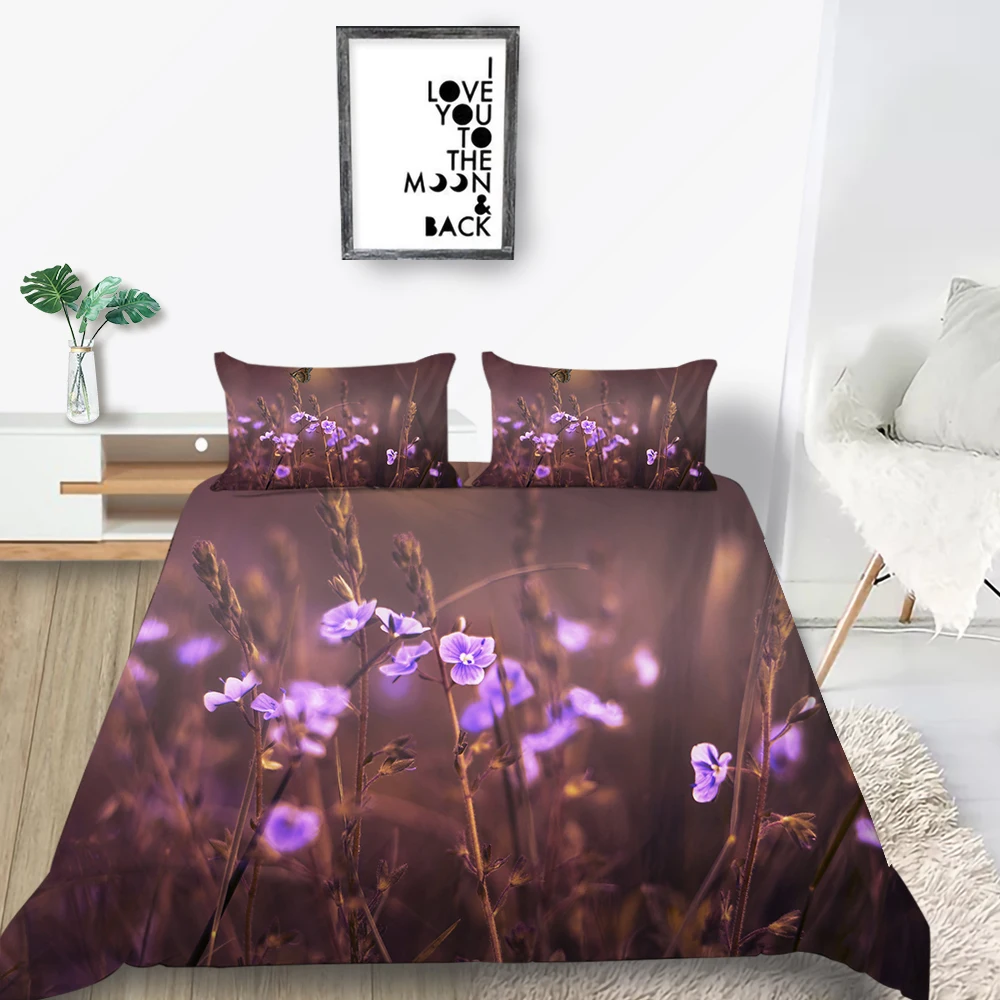 Flax Flower Bedding Set Girls 3D Beautiful Romantic Duvet Cover Vintage Queen King Twin Full Single Double Unique Design Bed | Дом и сад