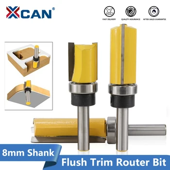 

XCAN 1pc 8mm Shank Flush Trim Template Router Bit Straight Slot Milling Cutter Carbide End Mill Woodworking Router Bits