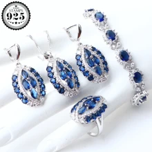 Свадебные 925 серебряные ювелирные наборы, ювелирные изделия, свадебные серьги, камень для кольца, браслет, ожерелье, кулон для женщин, Набор подарочных коробок