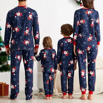 

2020 Family Matching Christmas Pajamas Sets Xmas Adult Father Mother Daughter Santa Claus Print Sleepwear Nightwear Suit