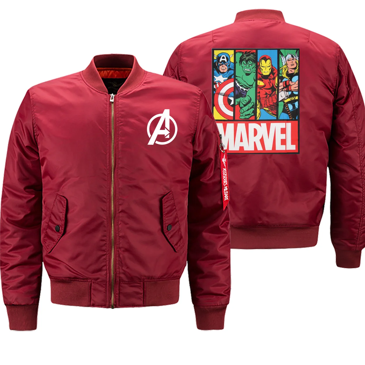 Лидер продаж, зимнее толстое пальто Marvel, Мстители, мужские куртки, уличная мода, куртка-бомбер на молнии, Военная Повседневная мотоциклетная куртка