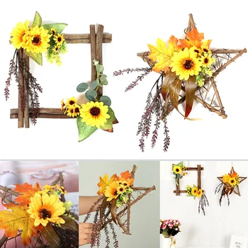 

Artificial Fake Sunflower Leaf Hanging Wreath Front Door Party Home Decor FAS6