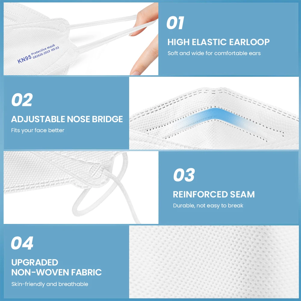 10-200pcs FFP2 CE KN95 Approved Face Masks mascarillas Sanitary safe Reuseable Mouth Mask 5 Layers Non-wove kn95  fpp2 ce mask 2