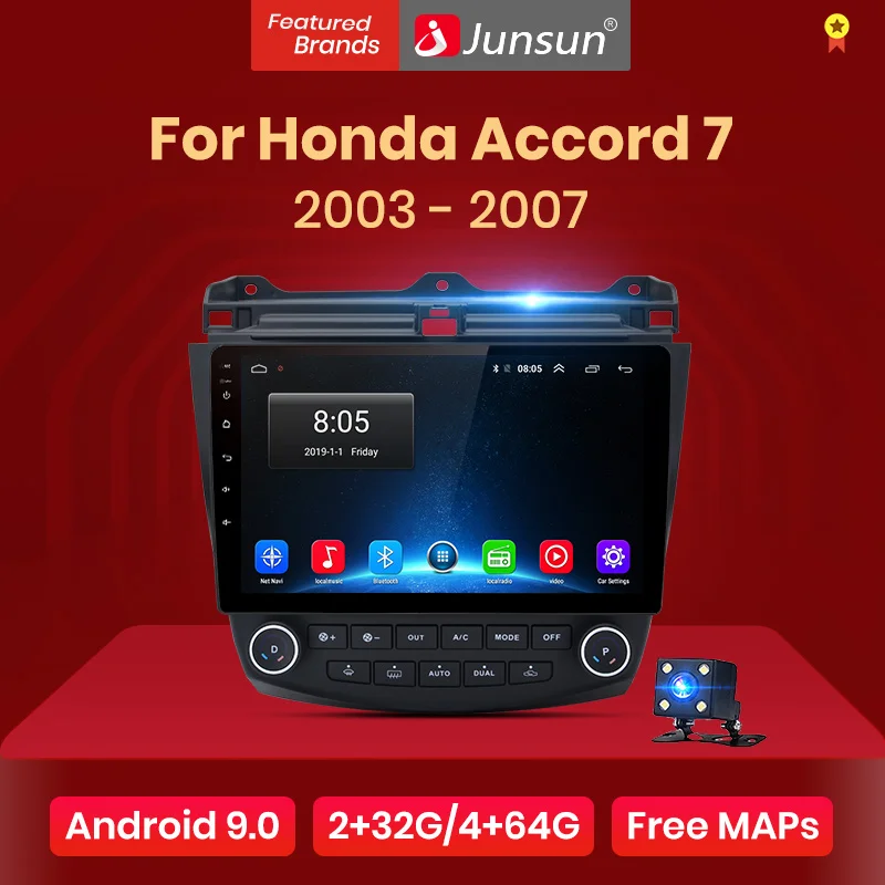 Автомагнитола Junsun 2 din + 32 ГБ Android 9 0 для honda accord 7 2003 2007 стерео плеер Bluetooth GPS