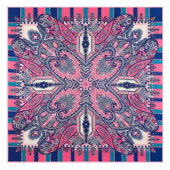 

POBING 100% Silk Scarf Luxury Bohemia Cashew Print Neckerchief Headscarf Square Scarves Lady Foulards Muslim Female Bandana