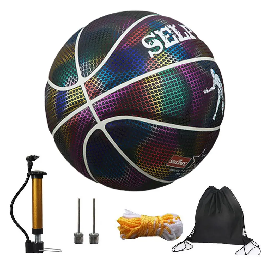 Holographic Reflective Basketball Unique Glowing Basketball Glow In The