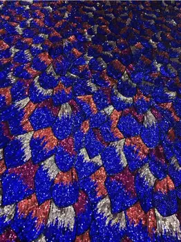 

Sat-12.3607 embroidered Mesh Tulle fabric Factory price sequins Nigerian lace fabrics