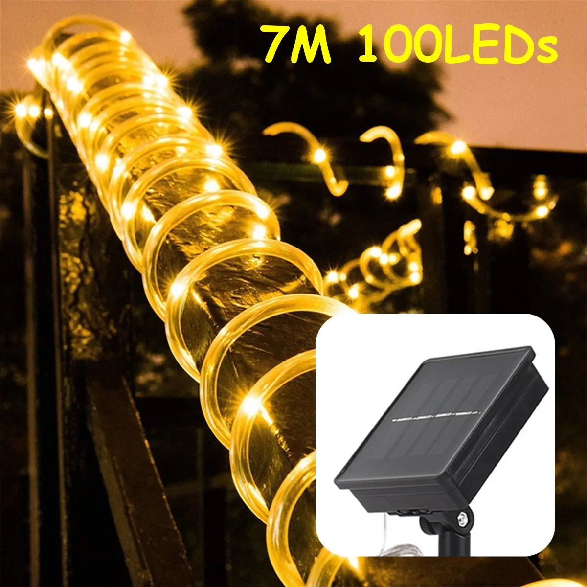 7M 100LED White 100/200 светодиодов USB/светильник на солнечной батарее, водонепроницаемый праздничный уличный веревочный светильник с медной проволокой для вечерние украшения свадеб 7 м/12 м - Испускаемый цвет: 7M 100LED White