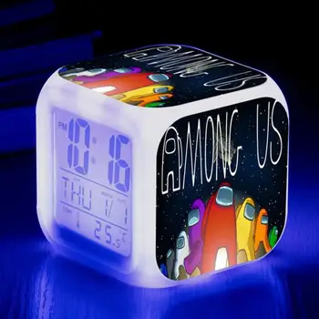

Among Us Game Figure Luminous LED Alarm CLock Colorful Flash Desk Light Flash Model Figure Action Toys For Kids Children Gift