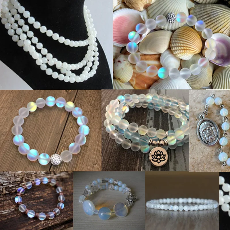 Luna Bianca Perline Rotonde Facettées 4,5 Mm - Pietra Di Luna X39cm Opale Pietra - Foto 3