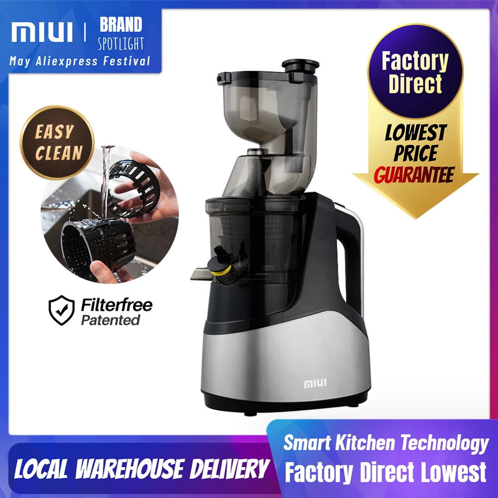 MIUI Slow juicer 7Lv Cold press extractor FilterFree patente Easy Clean 43rpm Large Diamete Quiete BPA Free 2020 Multi color PRO|Juicers|   - AliExpress