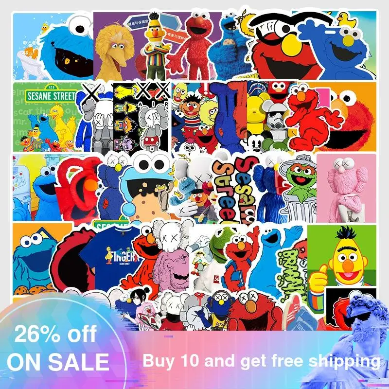 

50PCS American Sesame Street Stickers for Car Styling Bike Motorcycle Phone Laptop Travel Luggage Cool Funny DIY TOY Sticker