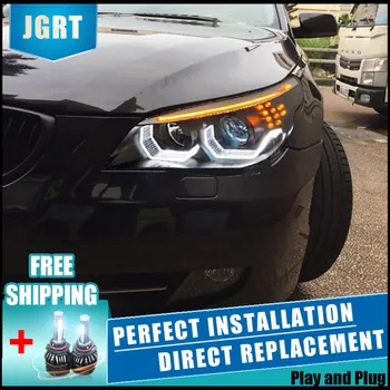 

Car Styling LED Head Lamp for BMW E60 2003-2007 Headlight assembly LED Headlight angel eye headlight with hid kit 2pcs.