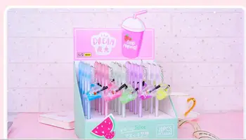 

pretty fruit juice gel pen cartoon neutral pen student prize school office black needle pen promotion gift pen 0.5mm 20pc/lot
