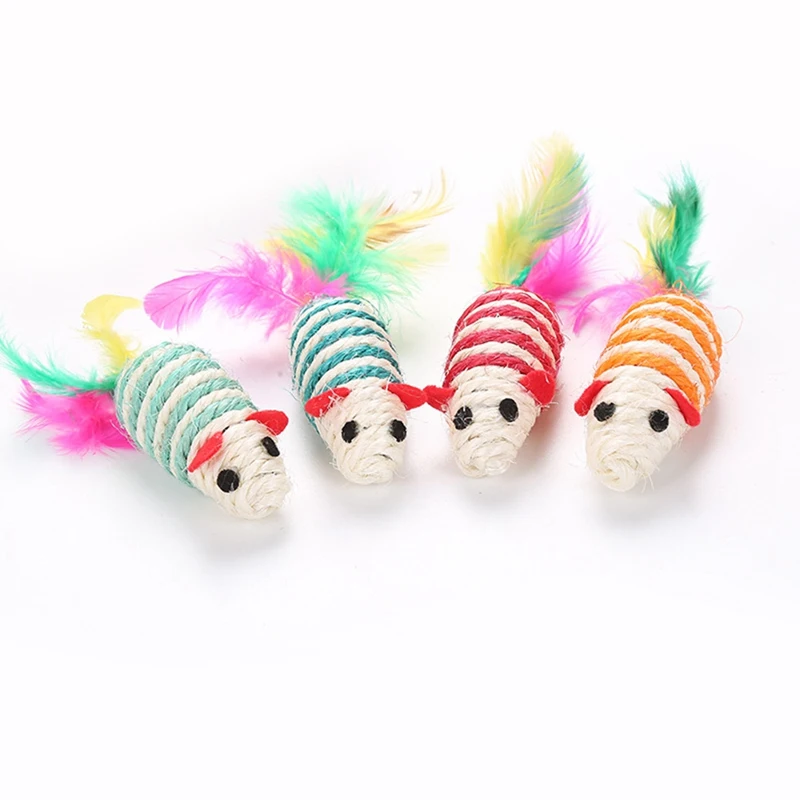 Cat Interactive Toy Stick Feather Wand With Small Bell Mouse Cage Toys Plastic Artificial Colorful Teaser Pet Supplies | Дом и сад