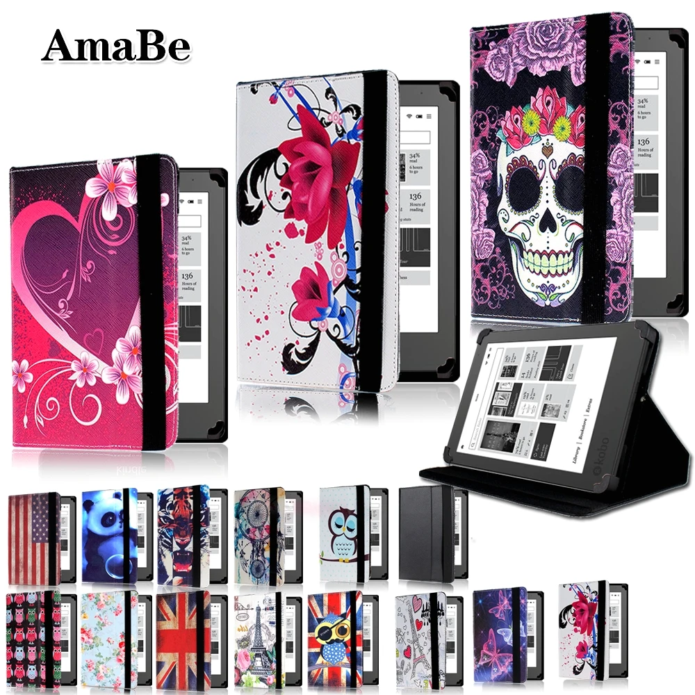 

Anti-Dust Print Leather Tablet Stand Cover Case for 6 inch Kobo Glo/Clara/Touch eReader Tablet Protective Shell