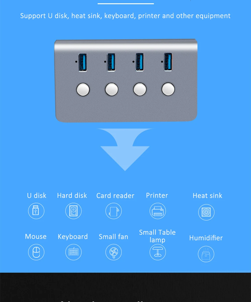 CHUYI концентратор USB 3,0 4 порта Высокоскоростной Алюминиевый сплав USB 3,0 Hab разветвитель адаптер для Macbook PC Компьютерные аксессуары