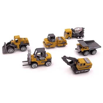 

6 Pcs Alloy Mini Engineering Car Model 6In1 1:64 Metal Diecast Engineering Toy Vehicle Car Toy Dump Truck Forklift Excavator