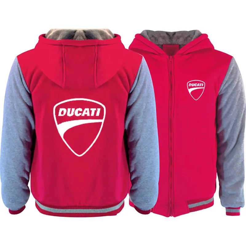 8 Зимняя Толстовка Ducati с принтом логотипа автомобиля плюс Вельветовая утепленная толстовка с капюшоном на молнии теплая Повседневная мужская хлопковая куртка Harajuku - Цвет: 8